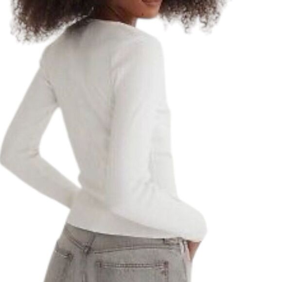 Madewell‎ Shirt Women’s XXL White Wide Rib Sweater Top Sweetheart Corset NM615 - Picture 10 of 12